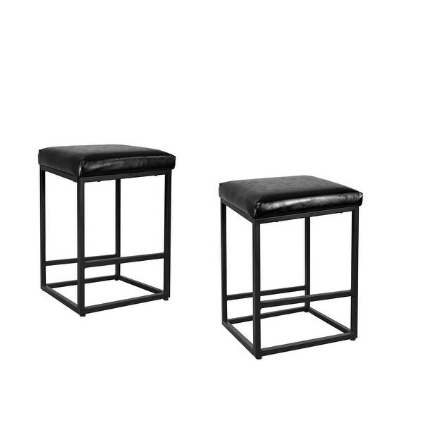 Black 24 Inch Counter and Bar Stool With Footrest Set of 2