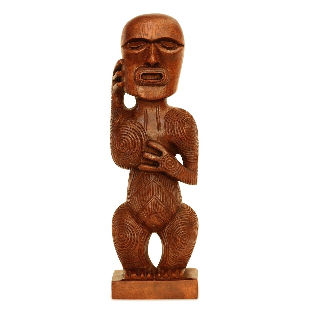 Handmade Wooden Primitive Bald Head Tribal Statue Sculpture Tiki Bar Handcrafted Unique Gift Art Decoration Home Decor