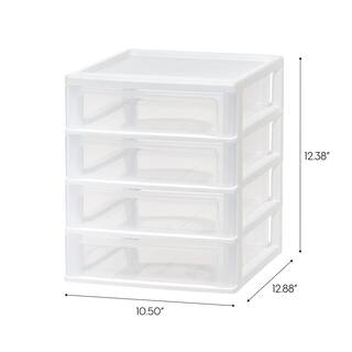 IRIS 1-Qt. Compact Desktop 4-Drawer System in White in. W x 10.5- in. H x 12.3- in. 587014