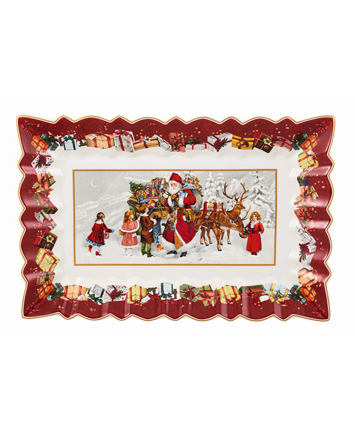 Villeroy and Boch Toy's Fantasy Cake Plate Santa and Kids Rectangular