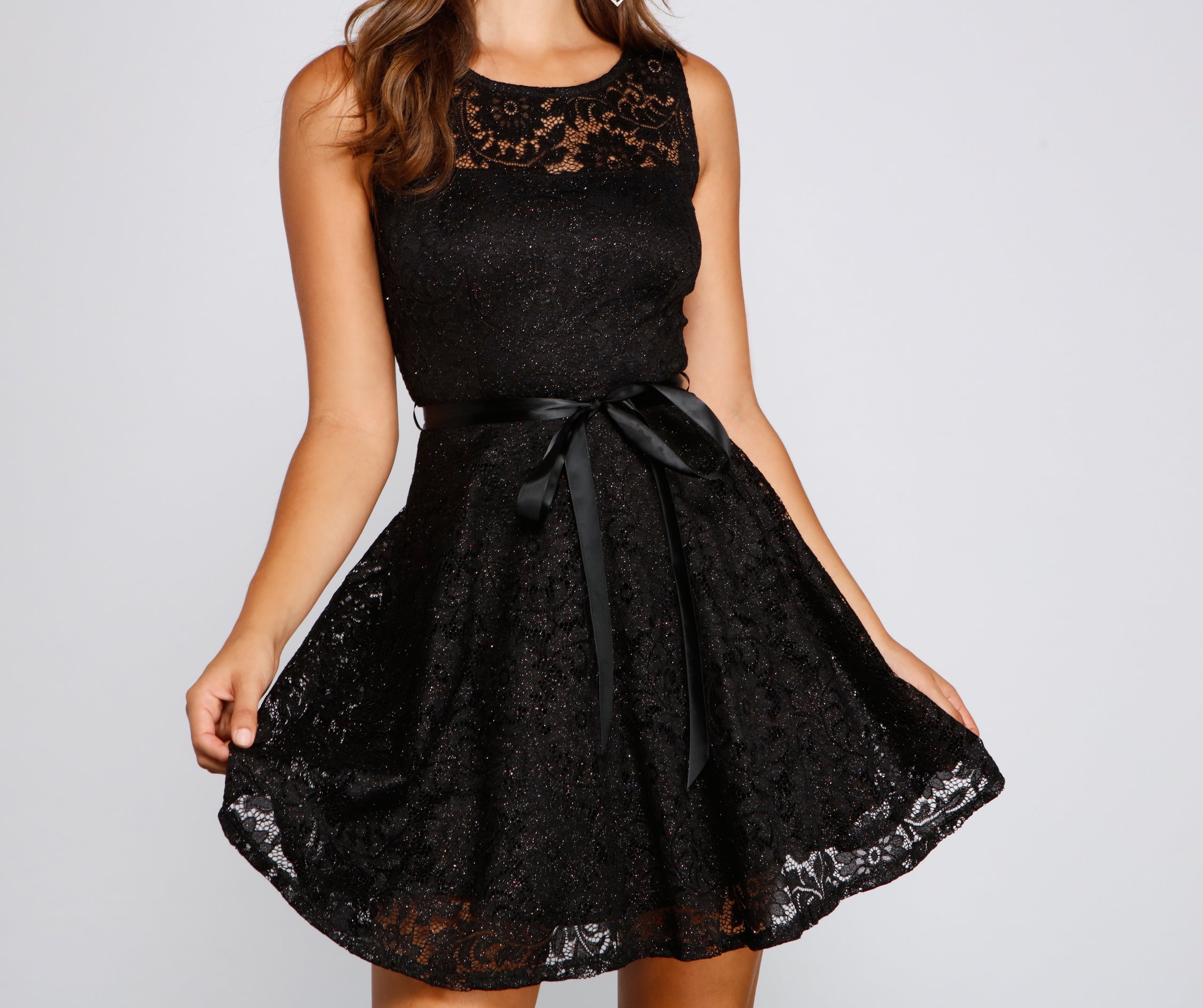 Violetta Formal Glitter And Lace Party Dress