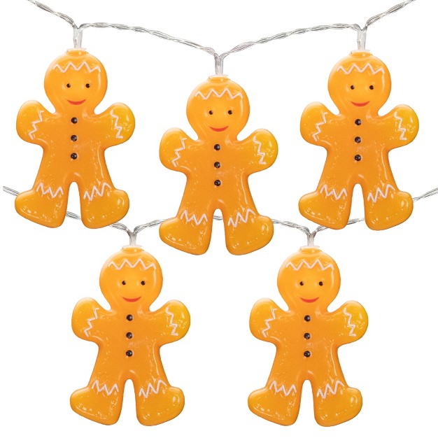 Northlight 10 count Led Orange Gingerbread Men Christmas Fairy Lights 4ft Copper Wire