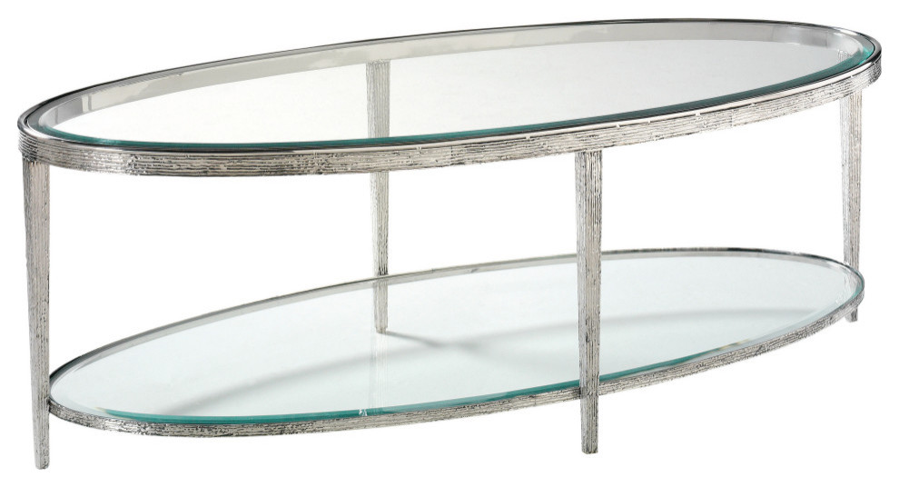 Jinx Nickel Oval Cocktail Table   Contemporary   Coffee Tables   by Maitland Smith  Houzz