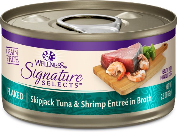 Wellness CORE Signature Selects Flaked Skipjack Tuna and Shrimp Entree in Broth Grain-Free Canned Cat Food