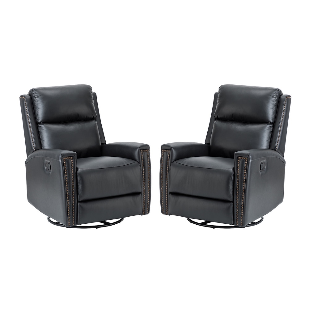 Fiacro 30.31''Wide Modern Genuine Leather Wingback Swivel Rocker Recliner With Tufted Back(Set of 2)