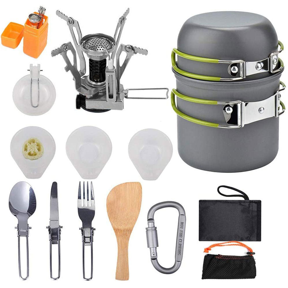 GIUGT Camping Supplies Camping Cookware Set Portable Camping Stove Camping Cooking Stove Carabiner Tank Stand Tripod For Backpacking, Outdoor Camping Excursions And Picnics