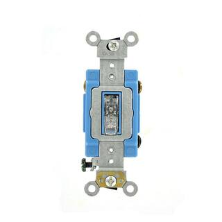 Leviton 15 Amp Industrial Grade Heavy Duty 3-Way Pilot Light Toggle Switch Clear 1203-PLC