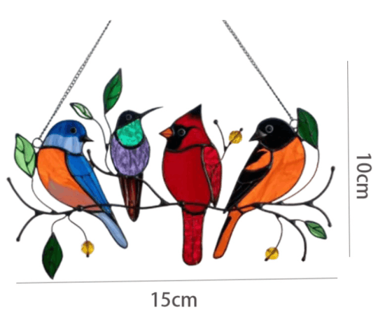 🔥Hot Sale🐦The best Christmas Gift-Birds Stained  Window  Panel Hangings🎁