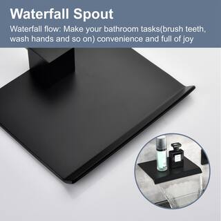 Aurora Decor Lilac Single Handle Wall Mounted Spout Waterfall Bathroom Faucet in Matte Black FASMDHD2A34MB