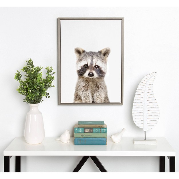 X 24 quot Sylvie Raccoon Framed Canvas By Amy Peterson Gray Kate And Laurel