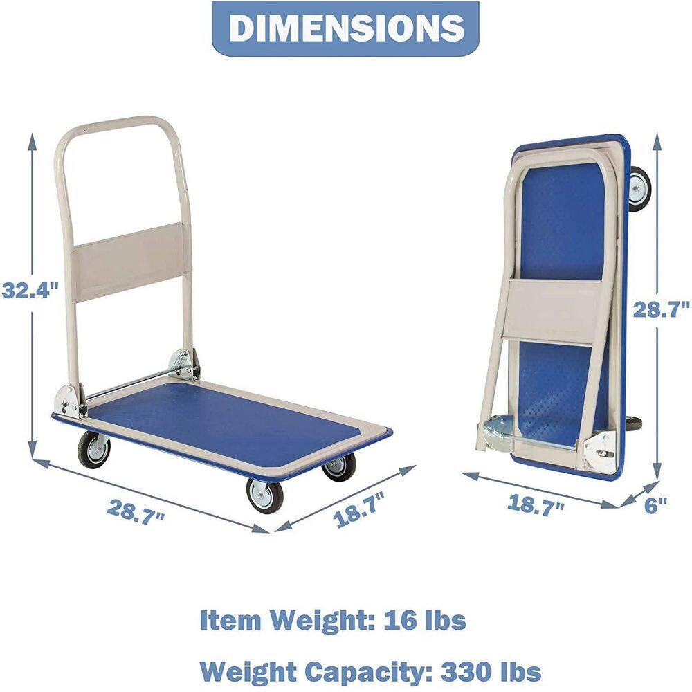 330 lbs. Capacity Steel Folding 4-Wheeled Heavy Duty Rolling Cart NewS-LQD0-UFMG