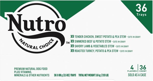 Nutro Grain-Free Beef， Chicken， Turkey and Lamb Stew Cuts in Gravy Variety Pack Dog Food Trays