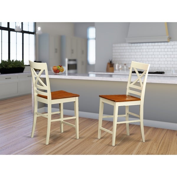 East West Furniture Quincy Counter-height X-back Barstools - Set of 2 (Finish Options)