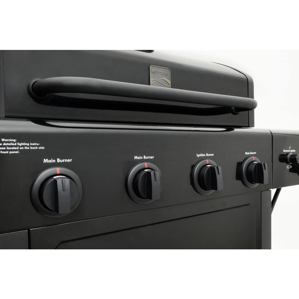 KENMORE Kenmore 4 Burner Open Cart Propane Gas BBQ Grill with Side Burner, Black PG-40406SOL-1