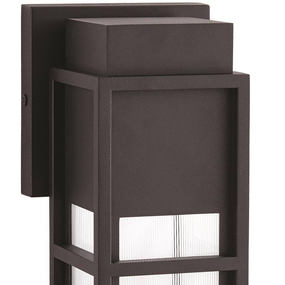 Home Decorators Collection Melrose 1-Light Sand Black LED Outdoor Wall Mount Lantern 23759