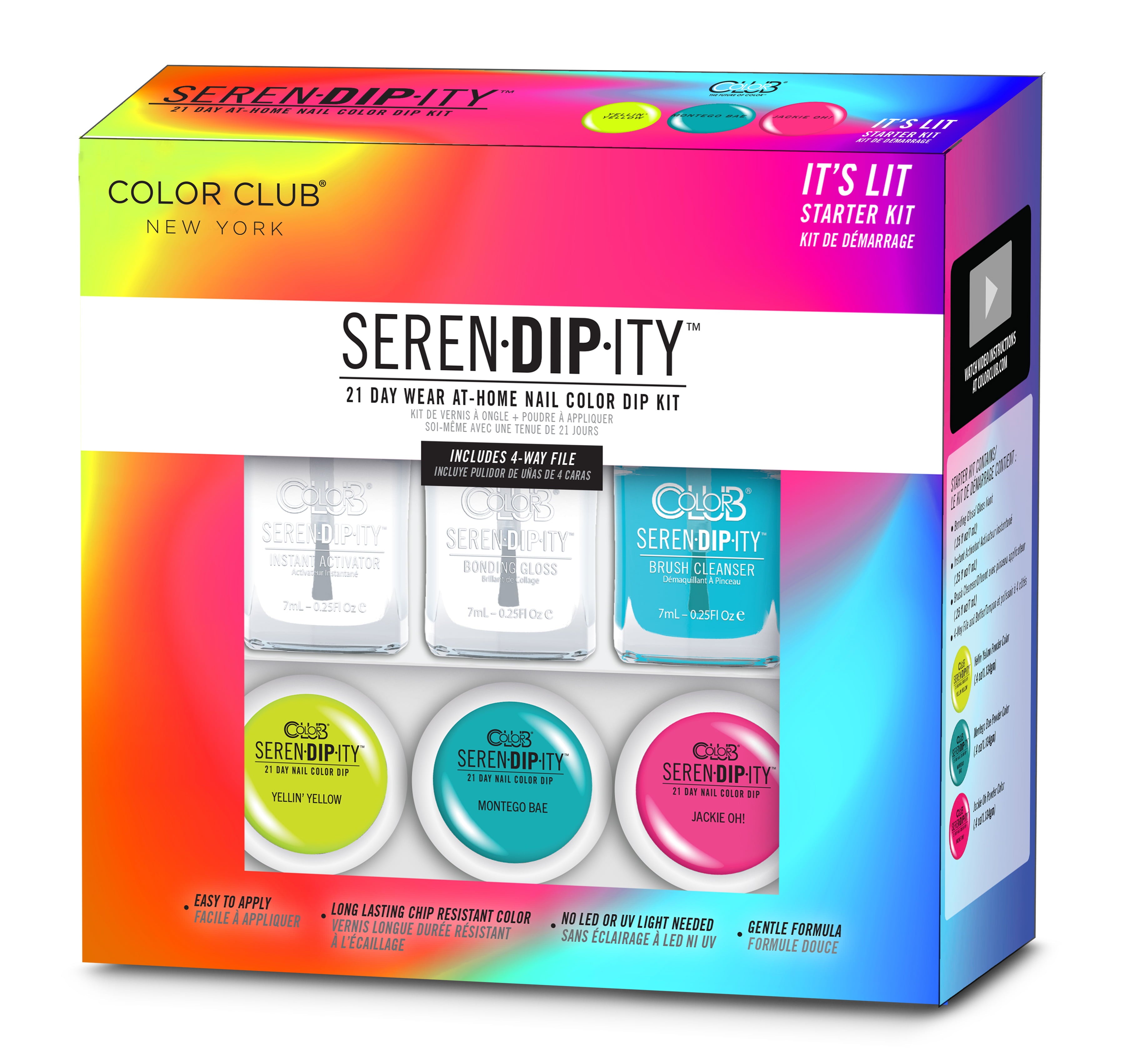 Color Club's 21-Day at Home Dip System Starter Kit， It’s Lit Serendipity Starter Kit， Multi