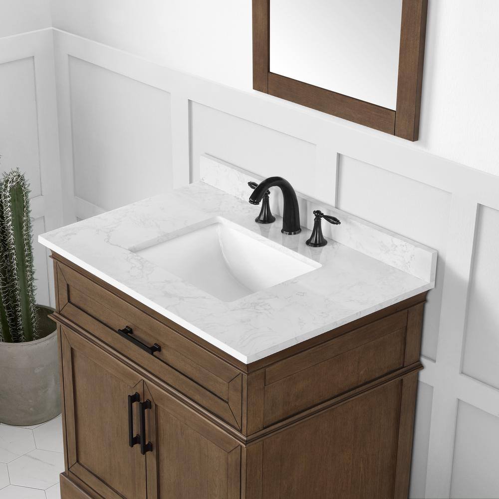 Home Decorators Collection Cherrydale 36 in. W x 22 in. D x 34.50 in. H Bath Vanity in Almond Latte with White Cultured Marble Top Cherrydale 36AL