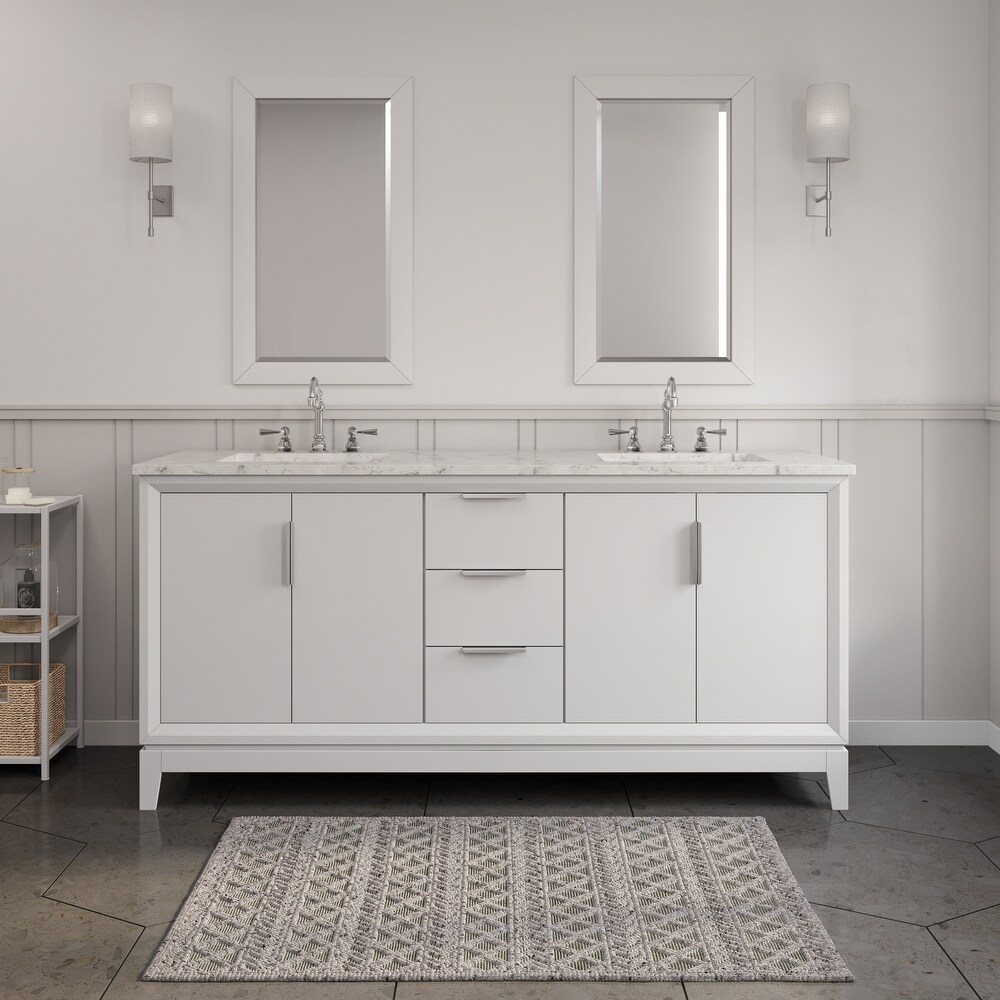 Elizabeth 72 Inch Double Sink Carrara White Marble Vanity