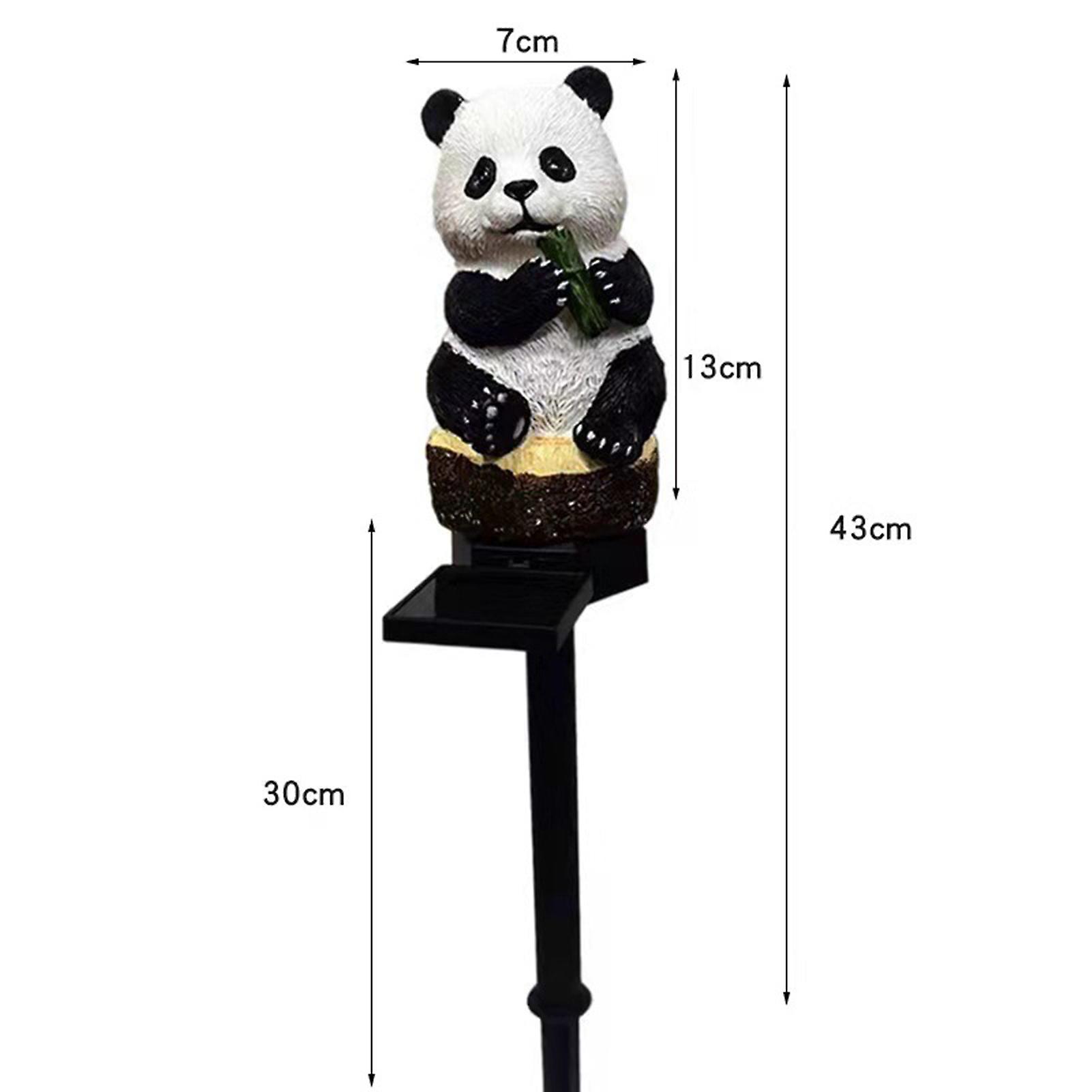 Solar Resin Panda Ground Lamp Warm Yellow Light Outdoor Waterproof Landscape Lamp Garden Park Ground Plug Lamp No.249435