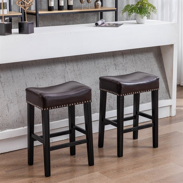 Counter Height Bar Stools， Faux Leather (Set of 2)