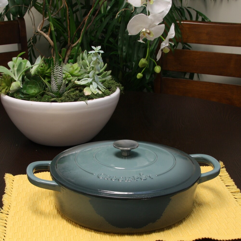 Enameled 5 Quart Cast Iron Round Braising Pan W/ Lid in Ash