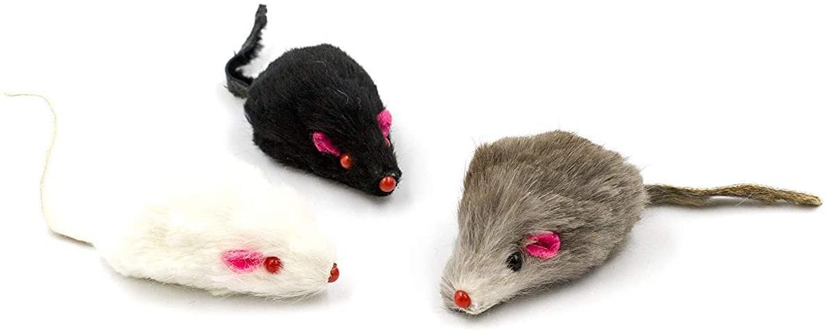 AXEL PETS 20 Furry Mice with Catnip and Rattle Sound Interactive Catch Play Mouse Toy for Cat， Pack of 20 Mice