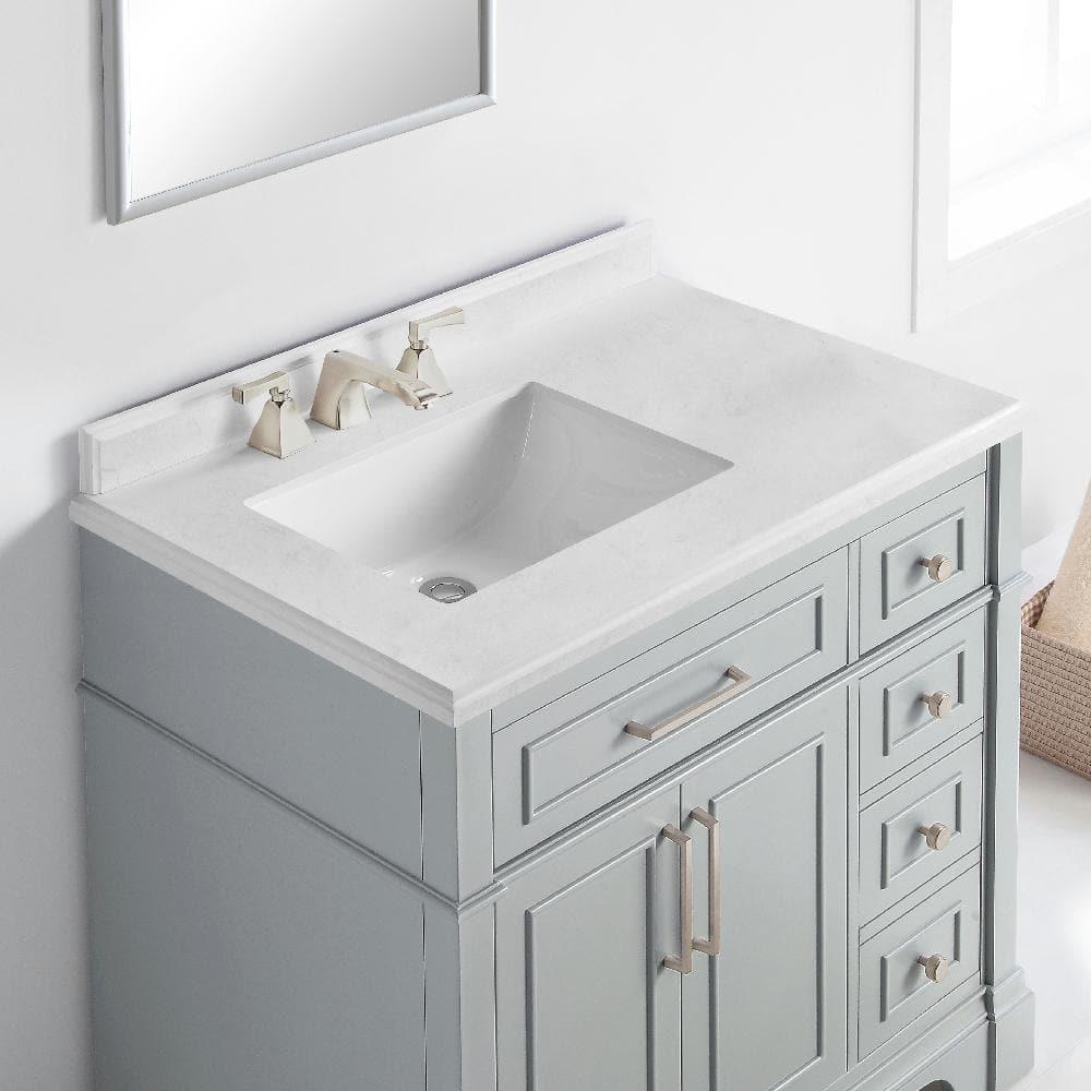 Home Decorators Collection Melpark 36 in W x 221 in D x 345 in H Freestanding Bath Vanity in Dove Gray with White Cultured Marble Top