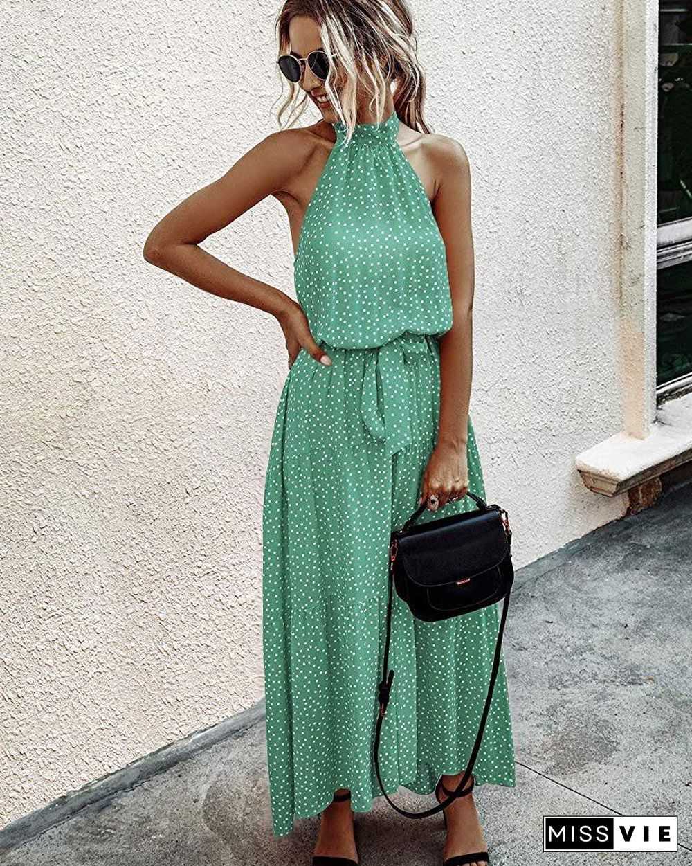 Halter Neck Backless Maxi Dress