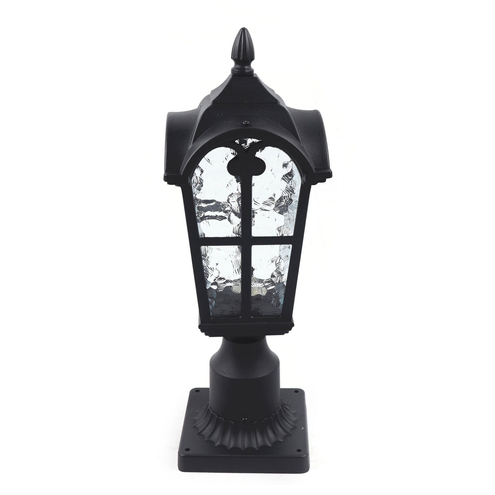 ZhdnBhnos Vintage Post Pole Pillared Light Outdoor Garden Driveway Patio Yard Lantern Lamp Fixture with Pier Waterproof Black