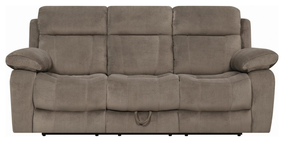 Comfortable Recliner Sofa  Plush Scooped Seat With Overstuffed Cushions  Mocha   Transitional   Sofas   by Decorn  Houzz