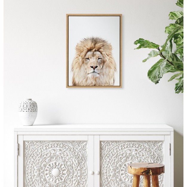 X 24 quot Sylvie Lion Stare Portrait Framed Canvas By Amy Peterson Natural Kate amp Laurel All Things Decor