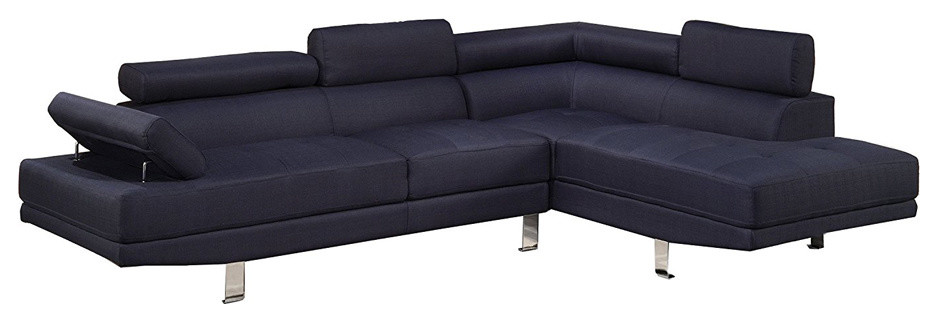 Polyfiber Linen Fabric Sectional In Blue   Contemporary   Sectional Sofas   by VirVentures  Houzz