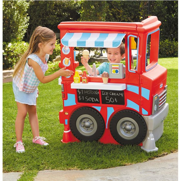 Little Tikes 2-in-1 Food Truck 20-Piece Plastic Pretend Play Kitchen Toys Playset