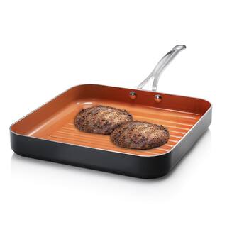 Gotham Steel 10.5 in. Aluminum Ti-Ceramic Non-Stick Square Grill Pan 1093