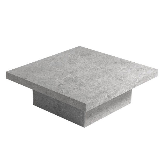 Galano Carmelo 35 4 In Square Wood Top Coffee Table In Concrete Gray Cement Gray