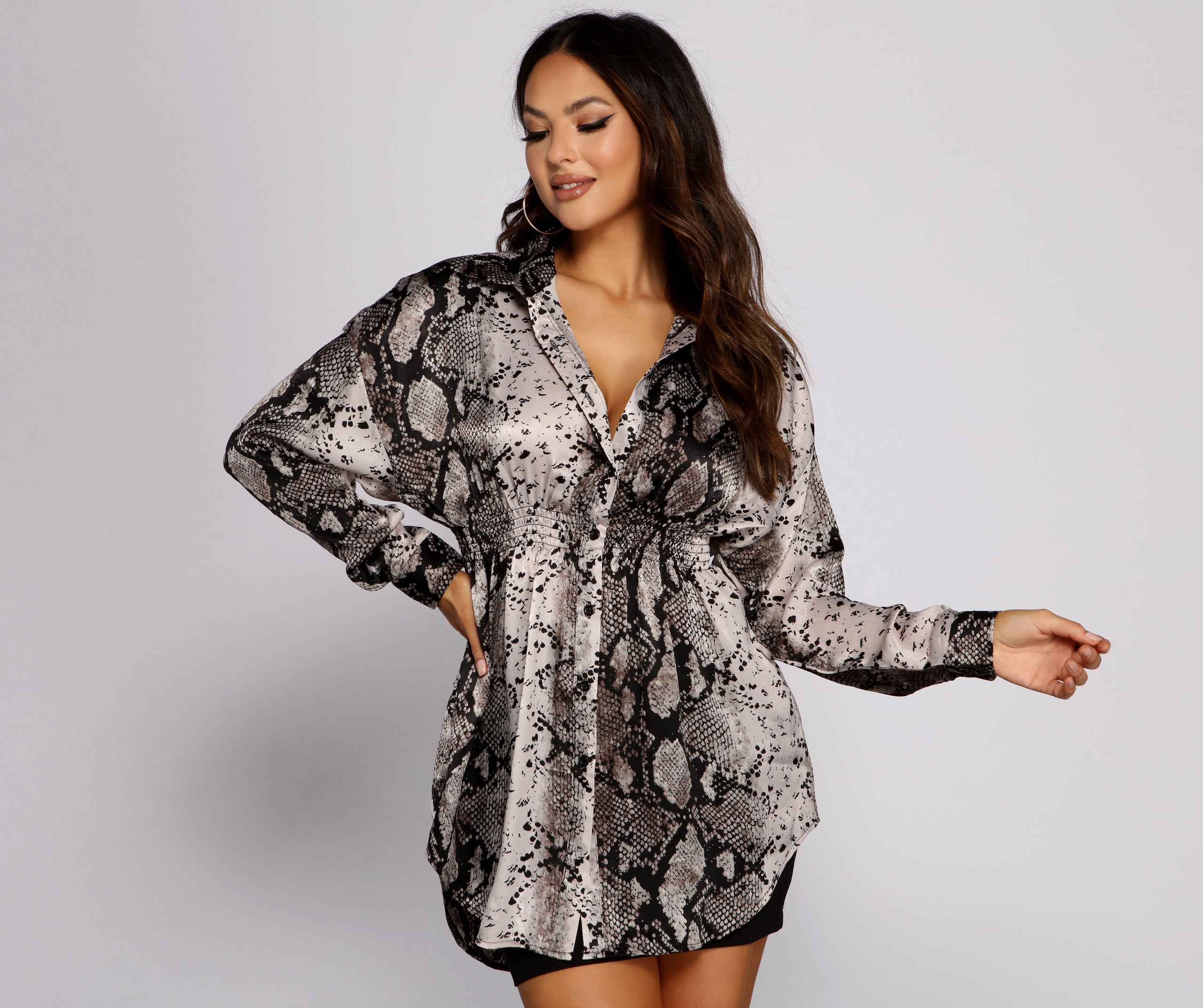 Satin Stunner Snake Print Tunic