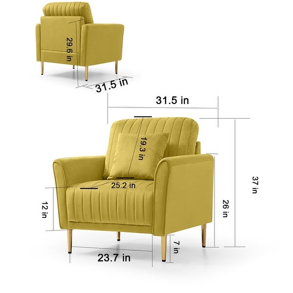 Modern Soft Velvet Living Room Chair， Upholstered Accent Armchair Side Chair With Gold Legs