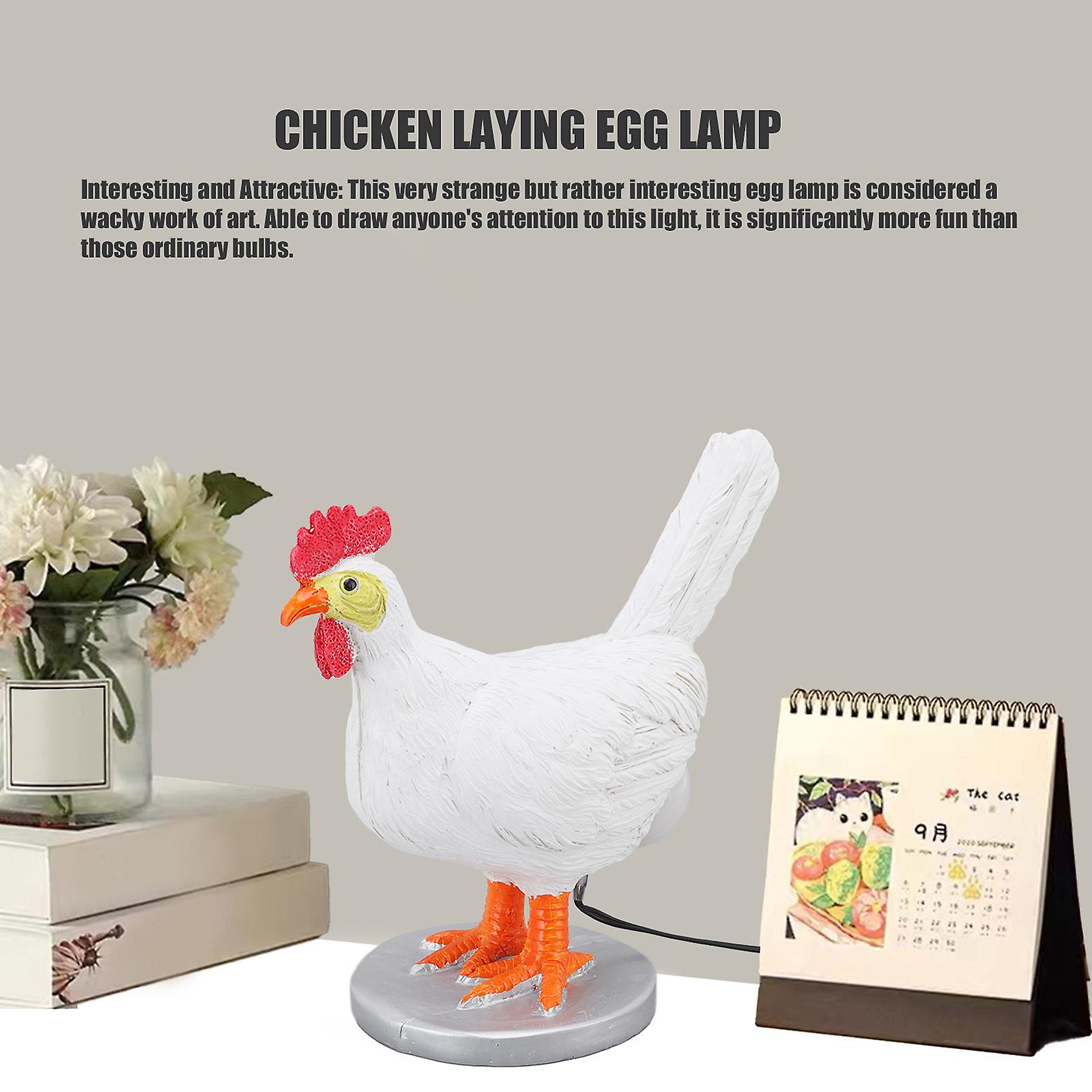 Resin Chicken Egg Night Light With Usb Funny Hen Laying Lamp16cm/6.3 Inches， Height Is About 14.5cm/5.7 Inches.