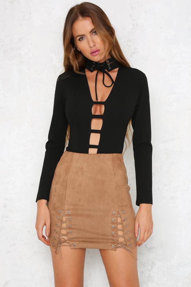 Kiss Me Twice Skirt Tan