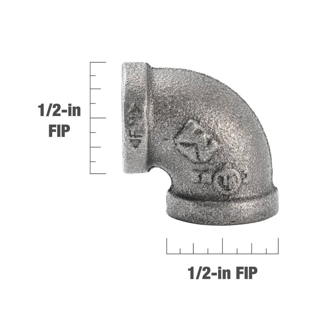 Southland 12 in. Black Malleable Iron 90 Degree FPT x FPT Elbow Fitting 520-003HN