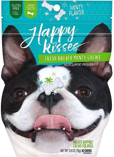 Happy Kisses Fresh Breath Mint Flavored Dog Dental Chews