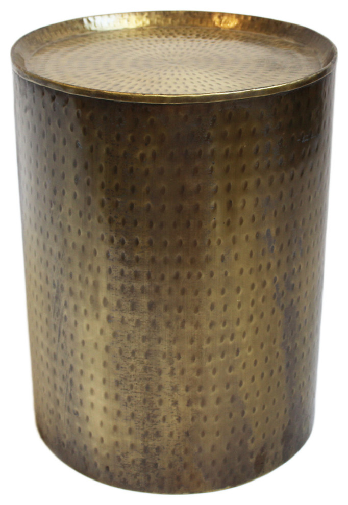 Brass Hammered Round Side Table   Industrial   Side Tables And End Tables   by Design Mix Furniture  Houzz