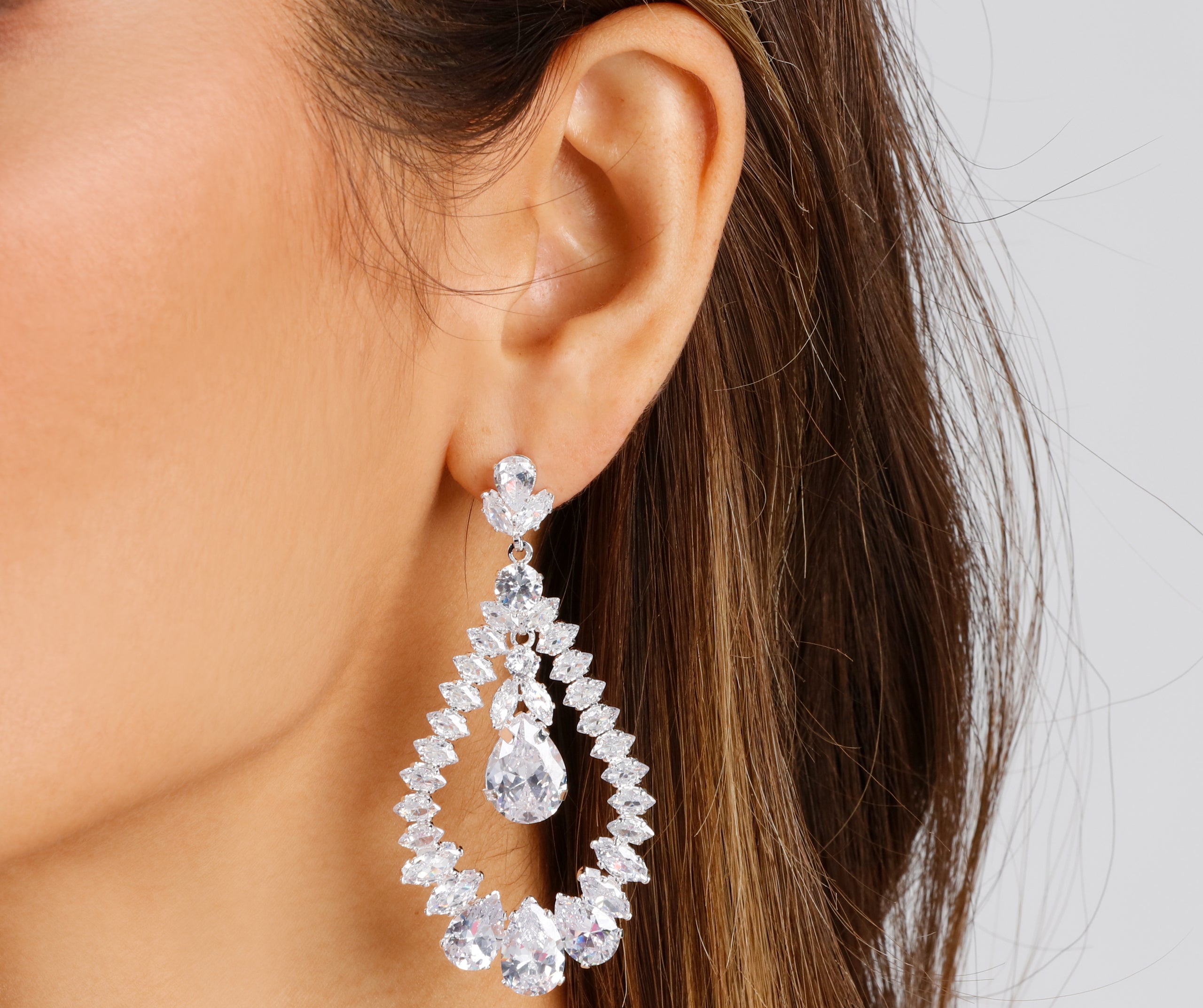 Shine And Stun Cubic Zirconia Teardrop Earrings