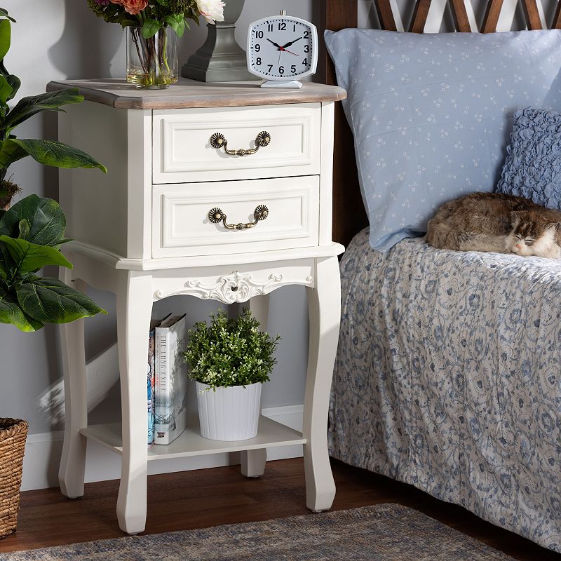 Baxton Studio Amalie White 2-Drawer Nightstand