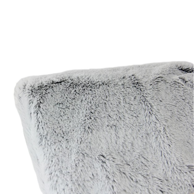 X 62 quot Plush Faux Fur Throw Blanket Light Gray