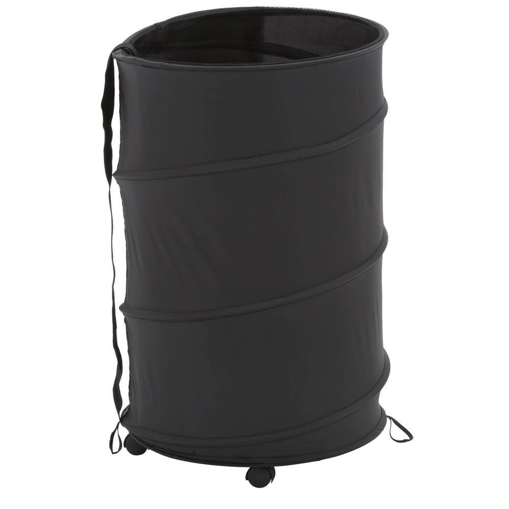 Honey-Can-Do Pop-Up Laundry Bin and Hamper with Wheels Black HMP-01454