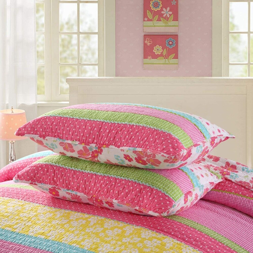 Greenland Home Fashions Polka Dot Stripe 100% Cotton Standard Pillow Shams (Set of Two)