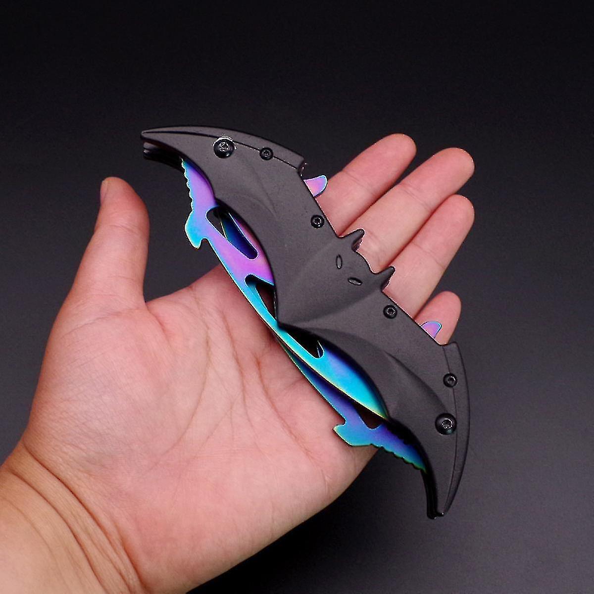 Blade - Pocket Folding Assisted Dual Blades Bat Knives With Belt Clip - Rainbow