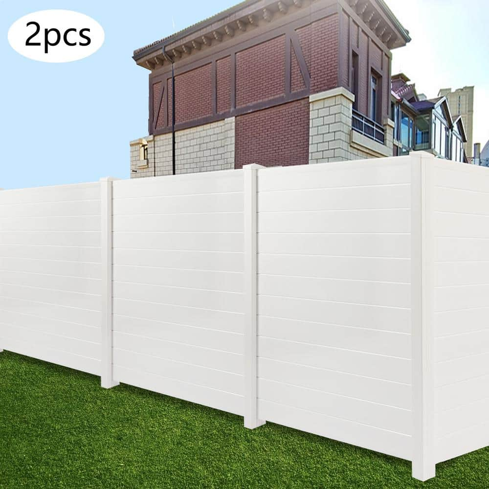 YIYIBYUS 48 in. White PVC Vinyl Outdoor Freestanding Privacy Screen Panel Metal Garden Fence (2-Pack) YLYOBZ8UWDZJ8