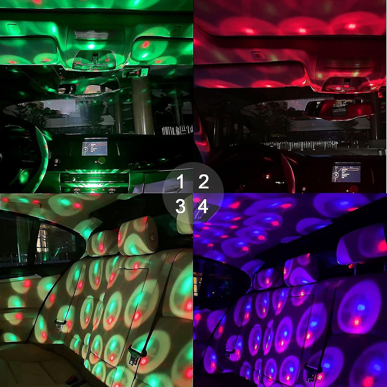 2 Pcs Usb Night Lights， Disco Light Sunset Lamp， Sound Activated Strobe For Decorating Car Interior，